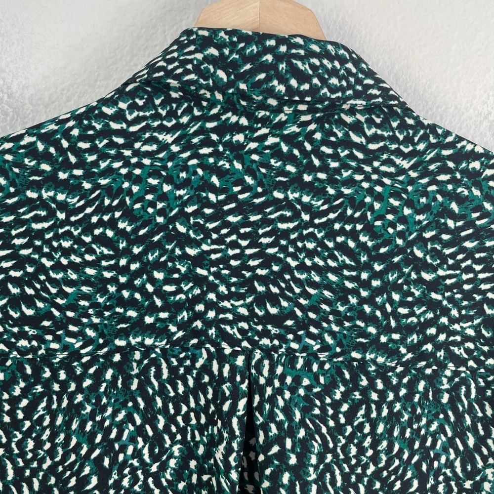 Express Portofino Shirt Womens XS Green Black Abstract Pebble‎ Print Button Up - Picture 7 of 7